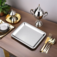 Plateau de service en plaqué argent antique avec logo personnalisé Plateau en argent de forme rectangulaire décoratif pour récompenses et cadeaux