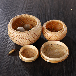 Boîte à thé en bambou double couche Petit <span class=keywords><strong>panier</strong></span> vietnamien pour le thé Pu'er pour le stockage des aliments Écologique et élégant - Product Image 2