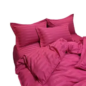 Parure de lit en satin 100% coton, motif plumes et Stitch, à rayures, 1 drap housse et 1 drap plat, 2 taies d'oreiller