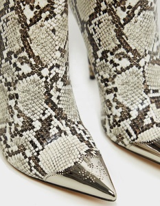 Ladies Snakeskin Thin High Heel Booties Pointed Metal Toe Stiletto Short Ankle <b>Boots</b> for Women Winter Pumps Shoes - Product Image 6