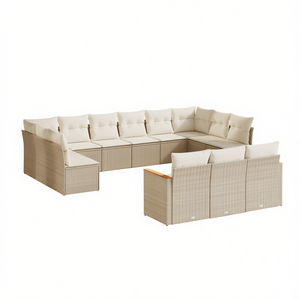 Ensemble de canapés de jardin en rotin beige avec structure en acier thermolaqué, mobilier d'extérieur contemporain, coussins 100 % polyester - Product Image 1