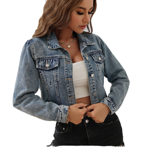 Vente <span class=keywords><strong>en</strong></span> gros du fabricant de vestes <span class=keywords><strong>en</strong></span> <span class=keywords><strong>jean</strong></span> basiques personnalisées, couleur unie, patchwork de coton respirant, boutons courts d'automne - Product Image 1