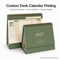 Service d'impression de calendriers de table personnalisés, reliure spirale, dorure à chaud, planificateur annuel style tente, fabricant OEM