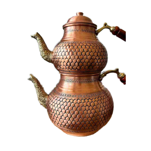 Nouvelle conception de théière en verre martelé de luxe, en cuivre, résistante au feu, 450ml 650ml 900ml, avec couvercle et infuseur en acier inoxydable doré - Product Image 1