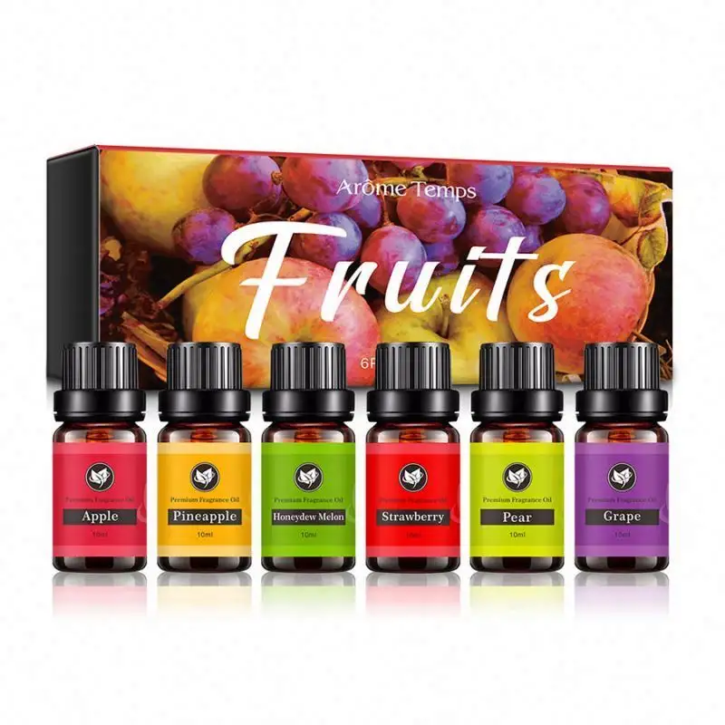 Remise Pure Natural 4/10ml Lavande Menthe Poivrée Arbre à Thé Orange Douce Marque Privée Kit Cadeau Huile essentielle OEM