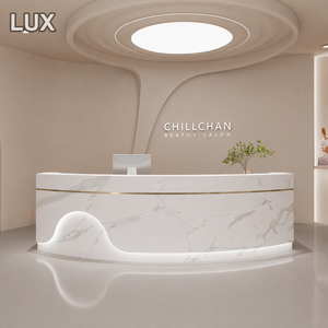 LUX Led <b>Reception</b> <b>Desk</b> Pink <b>Salon</b> <b>Reception</b> <b>Desk</b> White Cash Counter Boutique Clothing Store Checkout Counter - Product Image 4