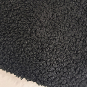 Tissu en polaire sherpa <span class=keywords><strong>berbère</strong></span> thermique 100% polyester de couleur unie noir 340GSM en gros pour veste, vêtements pour enfants, literie - Product Image 4