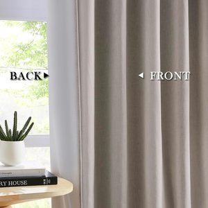 ผ้าม่านลินิน100% ธรรมชาติขนาด40 "Wx96" สำหรับห้องนั่งเล่นบ้านไร่รักษาหน้าต่างกันความร้อนม่านอุ่น - Product Image 4