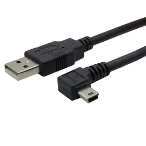 5 פינים מיני USB 2.0 כבל 90 תואר שמאל זוויתיות, מיני USB B סוג זכר כבל