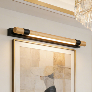 Lámpara de Pared LED Moderna de Madera y Metal, IP44 Impermeable, Regulable, para Baño, Espejo, Dormitorio, Hotel, Iluminación de Cabecera - Product Image 1