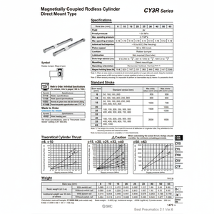 Cilindro sin vástago SMC Pneumatics, modelo, piezas neumáticas - Product Image 1