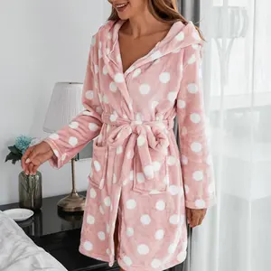 Floral imprimé hiver automne Homewear salon porter femmes flanelle Robe à manches longues