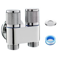G1/2 Robinet en laiton à double commande Vannes à double angle pour machines à laver et toilettes Robinet d'extérieur/salle de bain avec design triangles