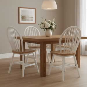 Ensemble de chaises de salle à manger Windsor en bois blanc naturel, style traditionnel, mobilier de maison, design moderne et stable - Product Image 2