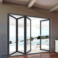 Pintu Lipat Kaca Aluminium Modern Anti Air, Isolasi Panas, Permukaan Lapisan Bubuk, Interior Eksterior Apartemen $100