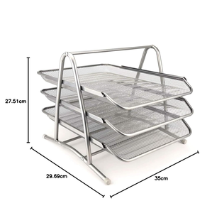 Organisateur de bureau en métal à 3 niveaux, plateau à documents en maille, organiseur de fichiers empilable, porte-documents et <span class=keywords><strong>courrier</strong></span> de bureau - Product Image 4