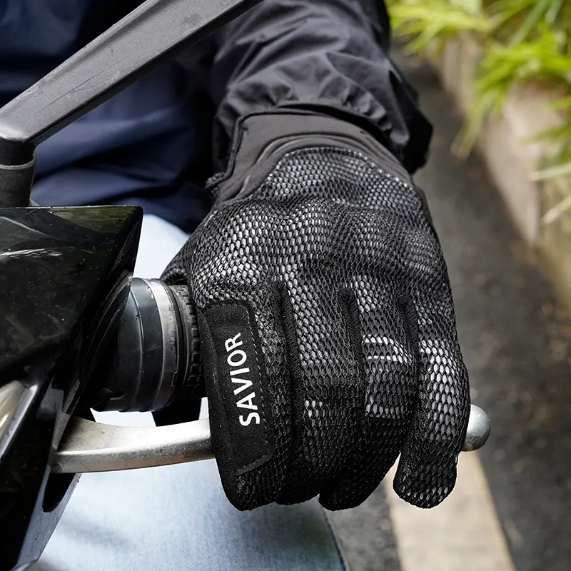 Mesh Summer Custom Printed Full Finger Motorbike Glove Knuckle Protection Hand Motocross Luvas Motorcycle Driving Gloves