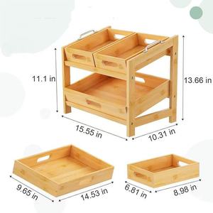 <b>Bamboo</b> Fruit Rack Double Layer Shelf 15.55 In X 10.31 In Storage Unit For Kitchen Desktop Use - Product Image 1