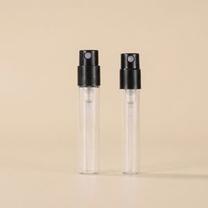 Flacon pulvérisateur de parfum cylindrique <span class=keywords><strong>en</strong></span> <span class=keywords><strong>verre</strong></span> mini 1,8 ml 2,5 ml avec pompe noire, échantillon vide sérigraphié - Product Image 4