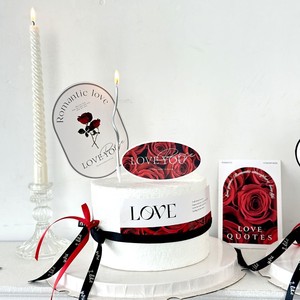 ของตกแต่งเค้กวันวาเลนไทน์รูปดอกกุหลาบอะคริลิค พร้อมการ์ดธีมความรัก สำหรับงานแต่งงานและงานปาร์ตี้ - Product Image 3
