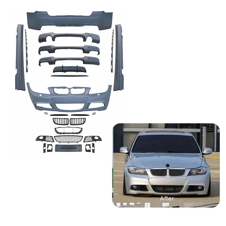 E90 mise à niveau m-tech Bodykit pare-chocs avant arrière Kit de carrosserie pièces jupe latérale pour BMW série 3 E90 Pre 2005 2006 2007