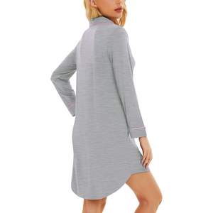 Chemise de nuit personnalisée pour femme en viscose de bambou, manches longues, boutonnée, douce et rafraîchissante, tailles S-XXL - Product Image 5