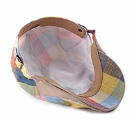 Casquette plate en maille pour homme FF499 Printemps-Été, style rétro en coton respirant, casquette Lvy, béret gavroche à carreaux colorés