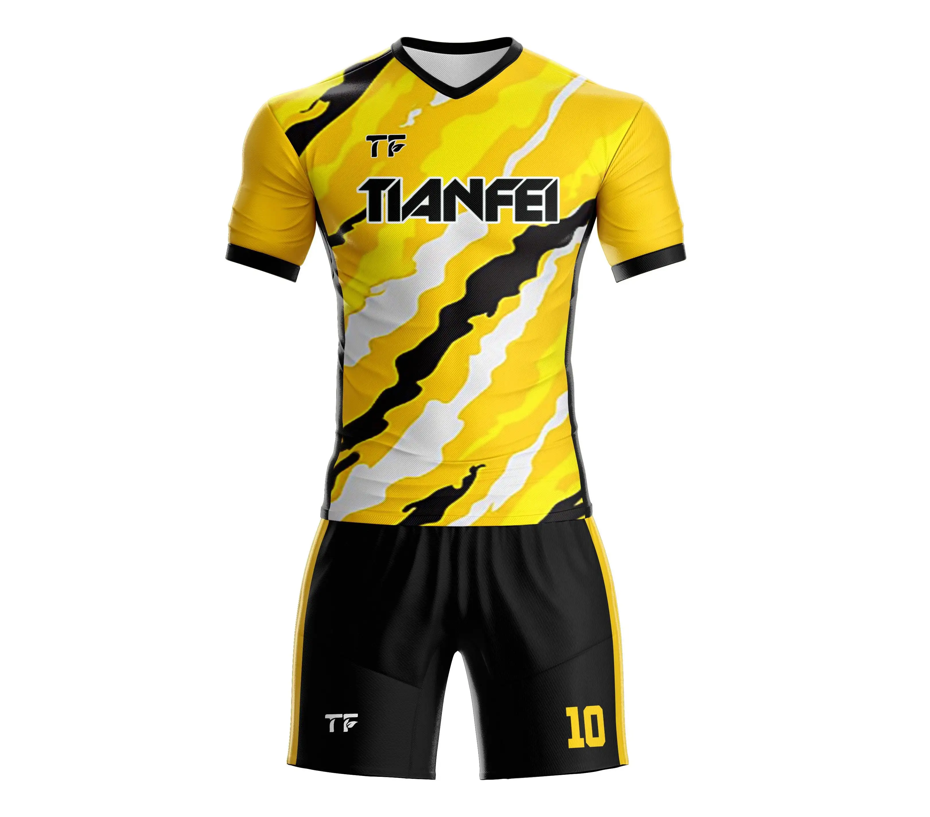 Customized yellow football jersey design sublimation soccer club team uniforms quick drying football jerseys 2024-2025