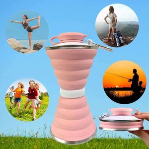 Custom Logo 500Ml <b>Foldable</b> Cup,Travel Gift Sport Collapsable <b>Bottles</b> Outdoor Camping Silicone Collapsible <b>Water</b> Cup - Product Image 3