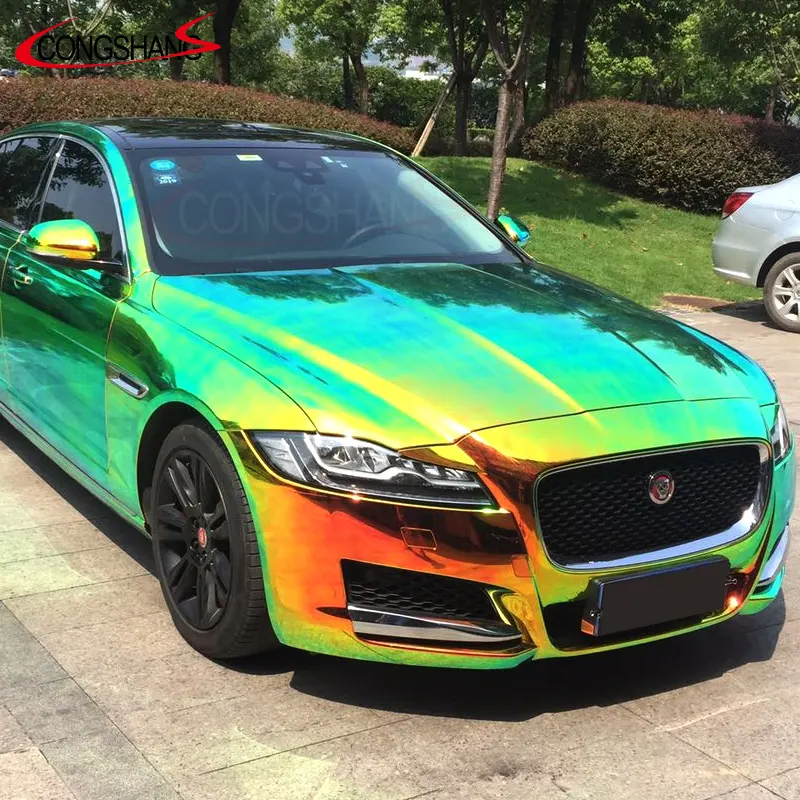 Removable Glue Black Laser Sticker Holographic Rainbow Chrome Car Vinyl Wrap Bubble Free