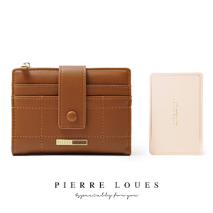 กระเป๋าสตางค์ผู้หญิง Pierre Loues สีน้ำตาล ช่องใส่บัตรหลายช่อง กระเป๋าใส่เหรียญแบบมีซิป ใช้ได้ทุกวัน - Product Image 3