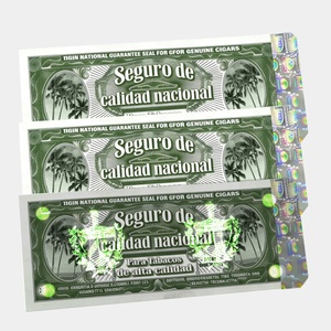 Étiquettes de cigares cubains vintage, étiquette de boîte à cigares de garantie, garantie verte avec codes-barres, sceaux verts, stocks pour scellage - Product Image 1
