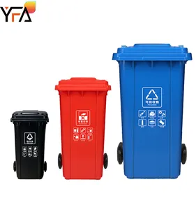 High Quality Green 100 Liter Big size Wheeled Recycling Classified Dustbin/Trash/Waste Can with Attached Lid Outdoor