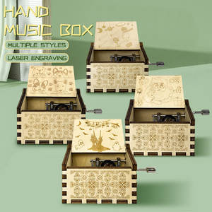 Toptan özelleştirilmiş Retro ahşap müzik kutuları birden temalı el krank DIY masa dekoratif el sanatları - Product Image 3