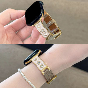 สายนาฬิกาข้อมือดีไซน์สวยหรูประดับดาวและคริสตัล วัสดุโลหะผสมและหนัง สำหรับ Apple Watch 11 10 Ultra สายรัดข้อมือเปลี่ยนได้ - Product Image 5