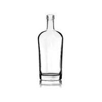 Vente en gros de bouteilles de vin, de liqueur, de vodka et de spiritueux en verre cristallin de 750 ml, avec bouchon en liège, couleur personnalisée, surface transparente, forme plate, logo personnalisé