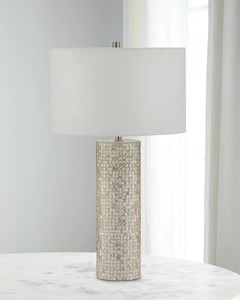 Lámpara de Mesa LED de Diseño Postmoderno de Lujo para Dormitorio, Eléctrica, con Pantalla Redonda de Tela y Control Remoto, Base de Mármol - Product Image 6