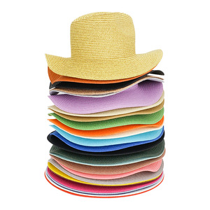 Sombreros de paja de tejido colorido para el sol, <span class=keywords><strong>nueva</strong></span> colección <span class=keywords><strong>2023</strong></span>, sombreros de paja reales para verano - Product Image 3