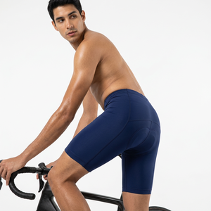 Pantalones Cortos de Ciclismo Ajustados para Hombre, Azules, Sin Costuras, de Spandex y Nailon, con Logotipo en la Cintura - Product Image 3