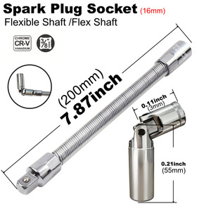 Guest Quality Spark Plug Sleeve 16mm Flexible Shaft <b>Extension</b> Rod Deep Hex <b>Socket</b> Mirror Polished Finish - Product Image 3