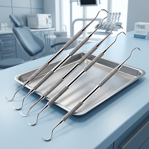 Kit de détartreur chirurgical dentaire à poignée, 5 pièces, en acier inoxydable, motorisé, certifié CE, pour nettoyage professionnel des dents - Product Image 2