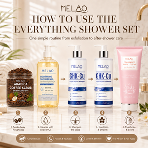 Shampooing pour cheveux en marque blanche, formule naturelle pour toutes les routines de douche, avec après-shampooing, gommage corporel et huile d'entretien - Product Image 6