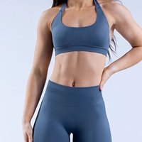 Soutien-gorge de sport yoga sans couture à col halter en nylon mat ultra-fin haute élasticité, maintien élevé, design antichoc pour femme