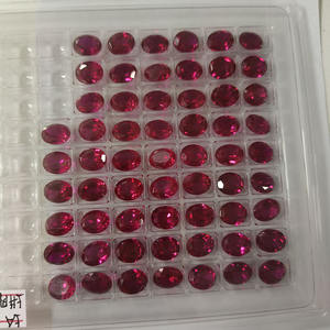 Corindón Sintético de Forma Ovalada 5 #   Gema Suelta Color Rubí Rojo para Joyería - Product Image 5