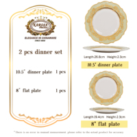 Ensemble d'assiettes à steak en porcelaine fine Karosa, style luxueux, 11 pouces avec 8 pouces, design traditionnel en porcelaine fine, fabrication artisanale