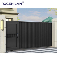 Rogenilan Nueva Puerta peatonal de una sola Puerta de aluminio Negro con recubrimiento en polvo en Foshan Es una puerta corredera con un aspecto hermoso