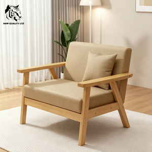 Fábrica ofrece sofá nórdico nuevo de diseño, muebles de sala de estar de madera y tela, personalizado, a precio económico, gran stock listo para enviar. - Product Image 2