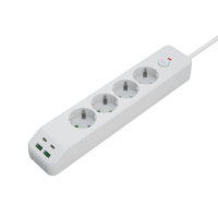 UE 4 prises 2 USB C PD QC 20W chargeur de bureau 1.8M cordon plat certifié CE prise d'extension 240V multiprise