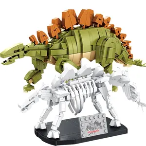 Panlos 612004 डायनासोर जीवाश्मों खिलौना बच्चों DIY खिलौने 2022 Stegosaurus और जीवाश्म 906PCS