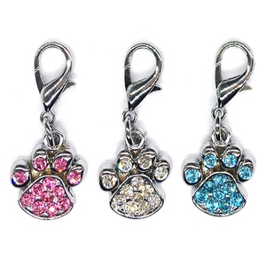 Solid Pattern Shining Rhinestone Paw Shaped Stainless Steel <strong>Dog</strong> <strong>Collar</strong> Charm <strong>Tags</strong> - Product Image 1